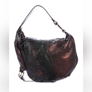 FENDI Burgundy Metallic Python Oyster Bag